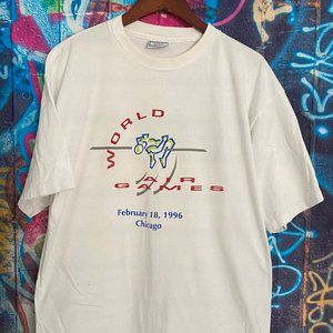 Vtg 90's Chicago Tribune World Air Games Single Stitch T Shirt Made in USA XL